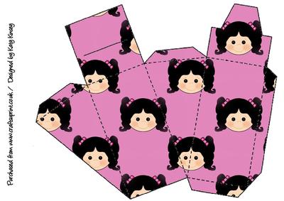 Little Girl Cake Slice Gift Box Black Hair