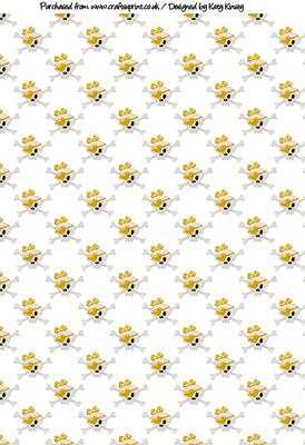 Love Heart Skulls with Bows Backing Paper in Yellow
