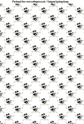 Love Heart Skulls with Bows Backing Paper in Black