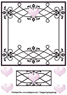 Filligree Backing Panel Frame with Pink Hearts