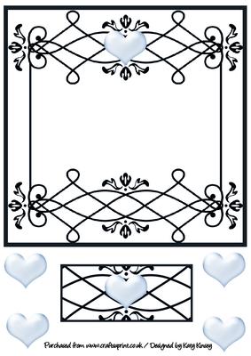 Filligree Backing Panel Frame with Blue Hearts