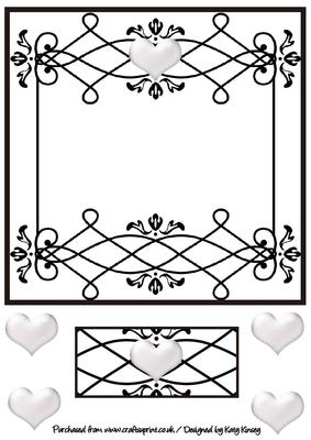 Filligree Backing Panel Frame with White Hearts