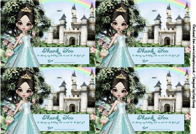 Princess Party Thank You Note in Blue
