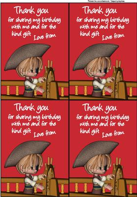 Pirate Party Thank You Note Boy