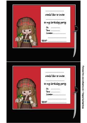Pirate Party Invitation Girl