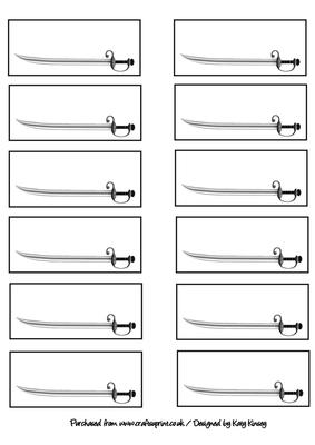 Pirate Party Food Labels Cutlasses