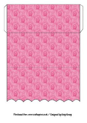 Bright Pink Roses Scallop Edge Money Wallet