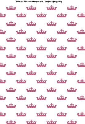 Princess Crowns Tiaras A4 Backing Paper in Dusky Pink