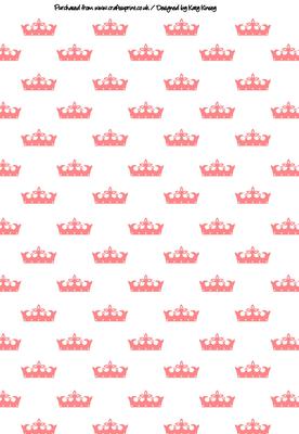 Princess Crowns Tiaras A4 Backing Paper in Salmon Pink
