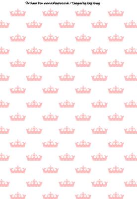 Princess Crowns Tiaras A4 Backing Paper in Baby Pink