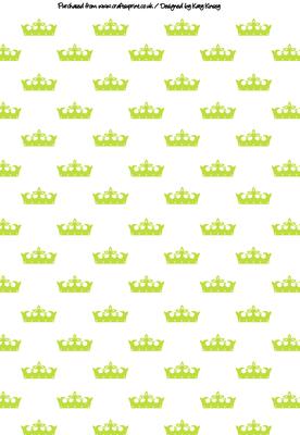 Princess Crowns Tiaras A4 Backing Paper in Lime Green