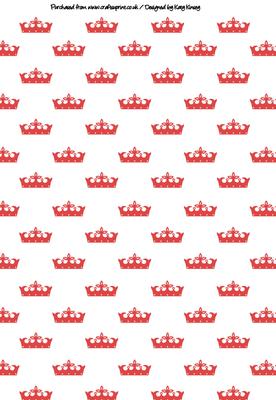 Princess Crowns Tiaras A4 Backing Paper in Red