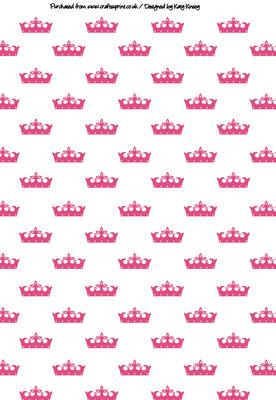 Princess Crowns Tiaras A4 Backing Paper in Bright Pink