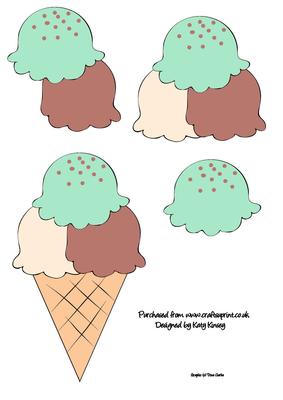 Mint Choc Chip Vanilla and Chocolate Ice Cream Decoupage