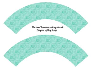 Aqua Roses Cupcake Wrappers