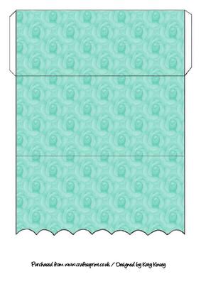 Aqua Roses Scallop Edge Money Wallet