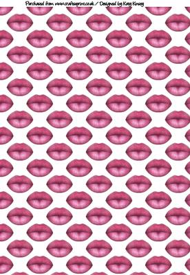Pink Lipstick Kisses A4 Backing Paper