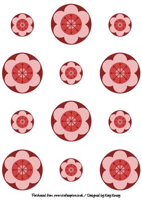 Round Floral Card Toppers in Red