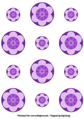 Round Floral Card Toppers in Purple
