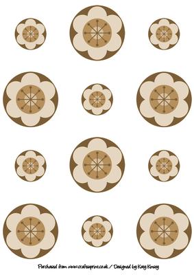 Round Floral Card Toppers in Brown