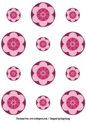 Round Floral Card Toppers in Pink