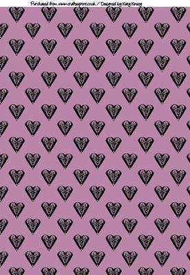 Silhouette Hearts A4 Backing Paper in Purple