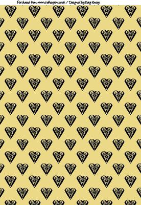 Silhouette Hearts A4 Backing Paper in Yellow