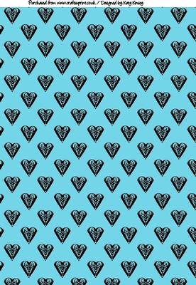Silhouette Hearts A4 Backing Paper in Bright Blue