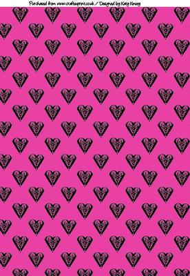 Silhouette Hearts A4 Backing Paper in Bright Pink