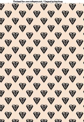 Silhouette Hearts A4 Backing Paper in Peach