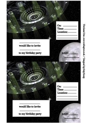 Space Spaceship Birthday Party Invitation