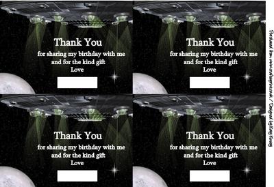 Sci-fi Spaceship Party Thank You Note