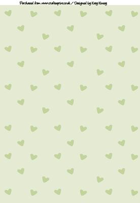 Scattered Hearts A4 Backing Paper in Green