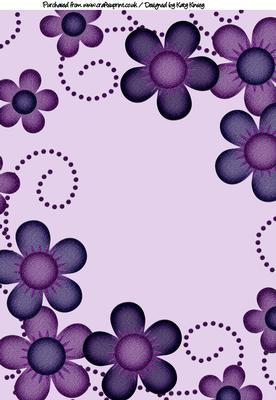 Purple Floral Border A4 Backing Paper