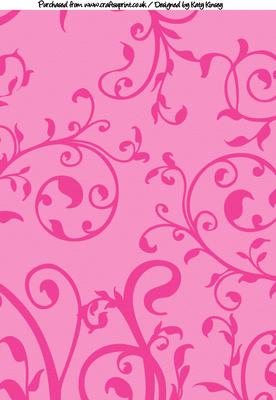 Foliage Swirls A4 Backing Paper in Bright Pink