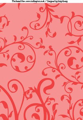 Oliage Swirls A4 Backing Paper in Red