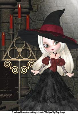Witch with Candelabra A4 Topper Blonde Hair