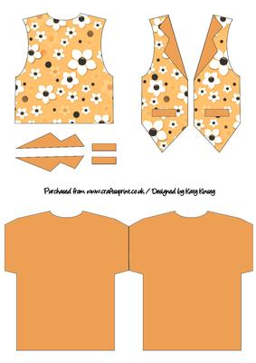 Daisy Daisy Waistcoat Shaped Card in Orange