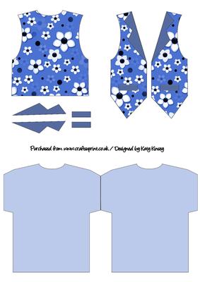 Daisy Daisy Waistcoat Shaped Card in Blue