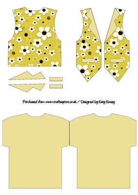 Daisy Daisy Waistcoat Shaped Card in Yellow