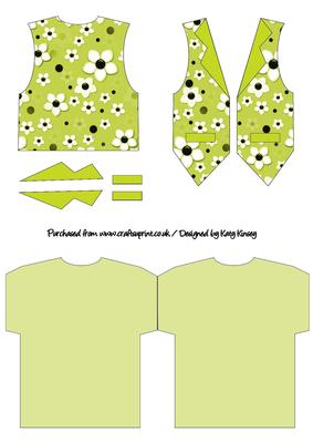 Daisy Daisy Waistcoat Shaped Card in Lime Green