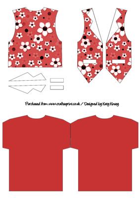 Daisy Daisy Waistcoat Shaped Card in Red
