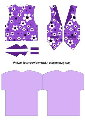 Daisy Daisy Waistcoat Shaped Card in Purple