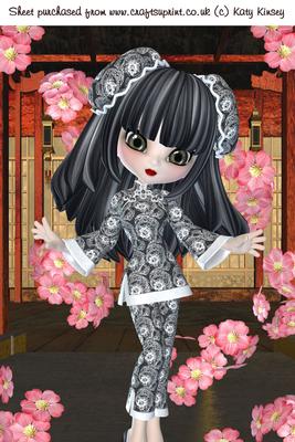Little China Girl in Black A4 Card Front
