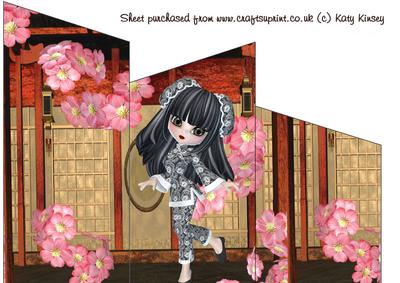 Little China Girl in Black Cascade Card