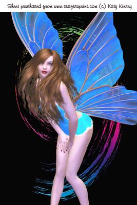 Fairy Neon in Blue A4 Card Front