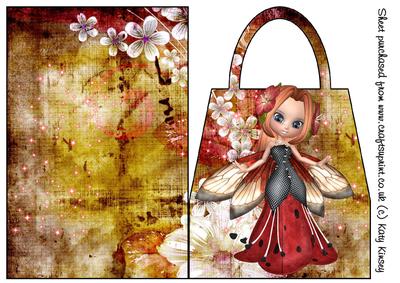 Blossom Fairy in Red Handbag Card