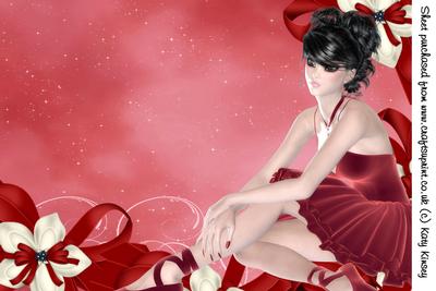 Ballerina Ribbons in Red A4 Card Front