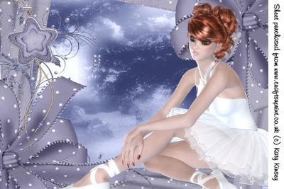 Ballerina Ribbons in White A4 Card Front