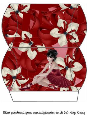 Ballerina Ribbons in Red Pillow Box